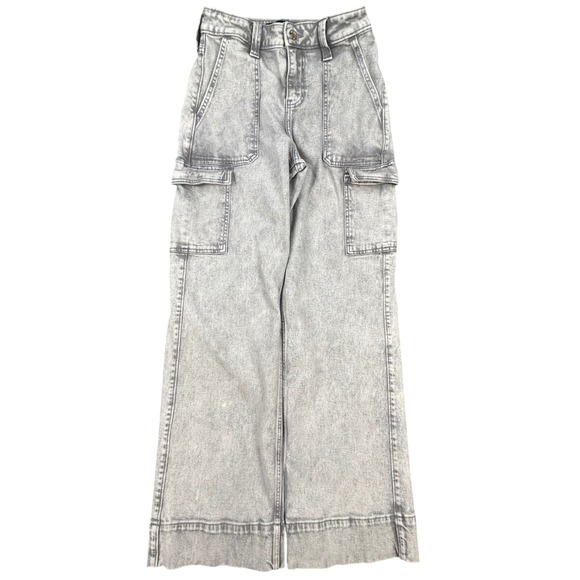 Hollister Denim - Hollister High Rise Vintage Baggy Cargo Jeans Women 1R 25x31 Light Wash Wide Leg